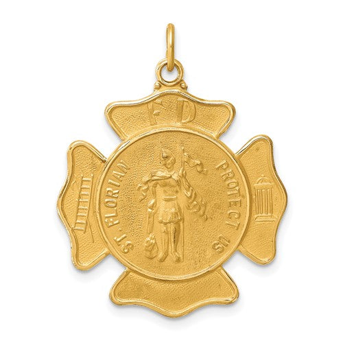 14k-solid-polished-satin-large-st-florian-fire-dept-badge-medal-SolomonJeweler-Wichita-KS-CustomJewelry