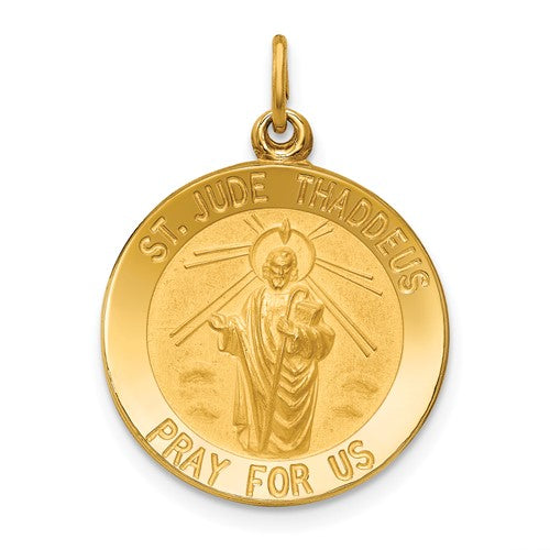 14k-solid-polished-satin-small-round-st-jude-thaddeus-medal-SolomonJeweler-Wichita-KS-CustomJewelry
