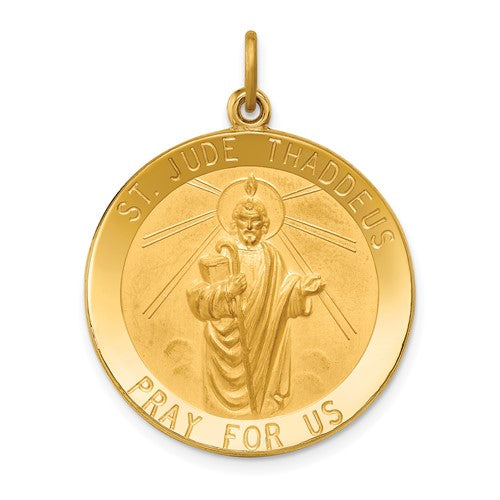 14k-solid-polished-satin-large-round-st-jude-thaddeus-medal-SolomonJeweler-Wichita-KS-CustomJewelry