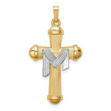 14k-two-tone-hollow-polished-draped-cross-SolomonJeweler-Wichita-KS-CustomJewelry