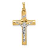 14k-two-tone-hollow-polished-center-x-crucifix-SolomonJeweler-Wichita-KS-CustomJewelry