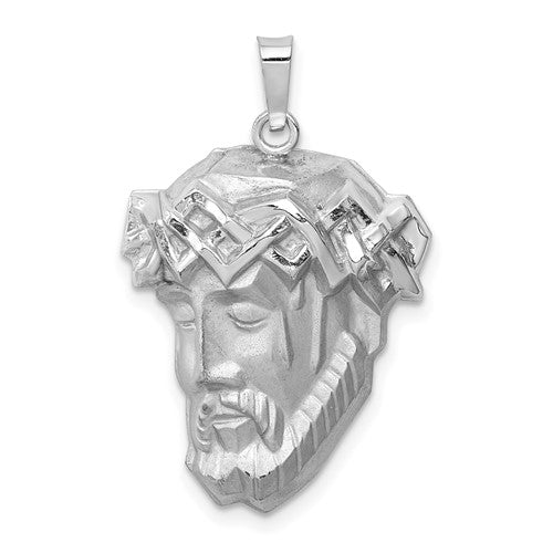 14k-white-gold-hollow-polished-satin-medium-jesus-medal-SolomonJeweler-Wichita-KS-CustomJewelry