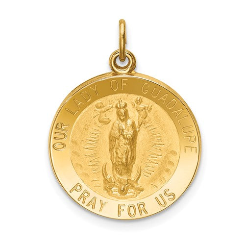 14k-solid-polished-satin-round-our-lady-of-guadalupe-medal-SolomonJeweler-Wichita-KS-CustomJewelry