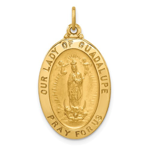 14k-solid-polished-satin-oval-our-lady-of-guadalupe-medal-SolomonJeweler-Wichita-KS-CustomJewelry