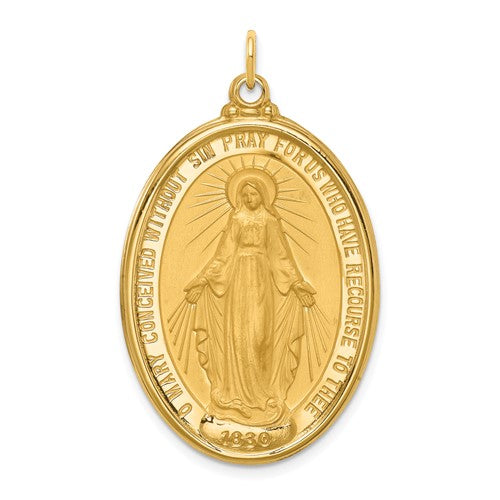 14k-solid-polished-satin-extra-large-oval-miraculous-medal-SolomonJeweler-Wichita-KS-CustomJewelry