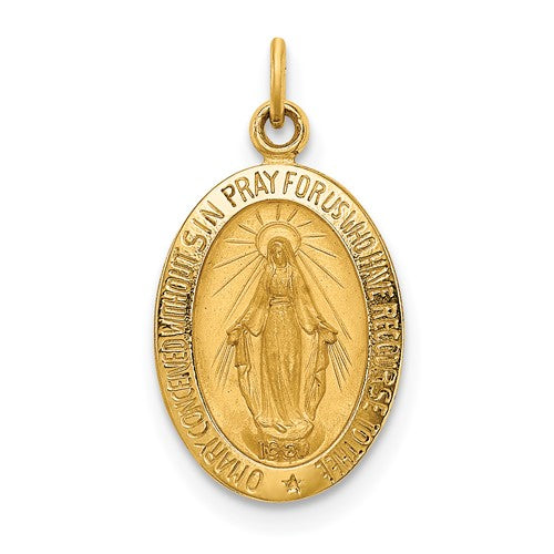 14k-solid-polished-satin-small-oval-miraculous-medal-SolomonJeweler-Wichita-KS-CustomJewelry