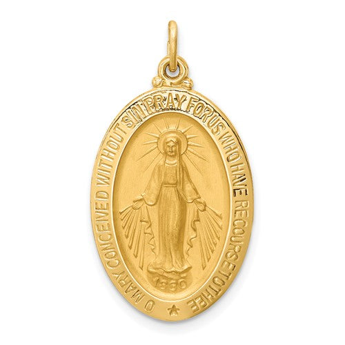 14k-solid-polished-satin-medium-oval-miraculous-medal-SolomonJeweler-Wichita-KS-CustomJewelry