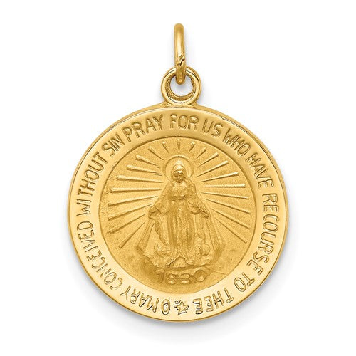 14k-solid-polished-satin-round-miraculous-medal-SolomonJeweler-Wichita-KS-CustomJewelry