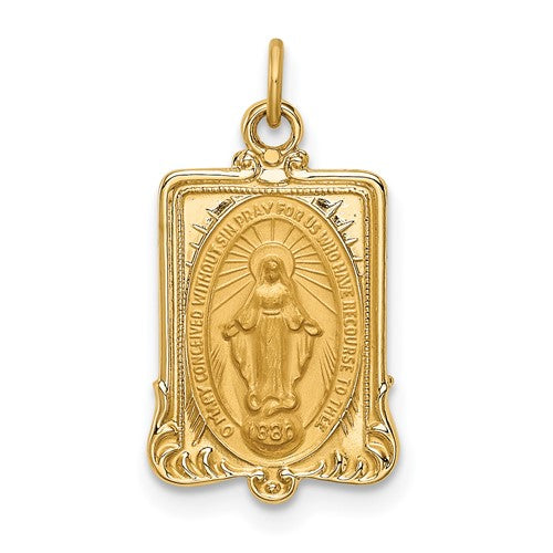 14k-solid-polished-satin-rectangular-miraculous-medal-SolomonJeweler-Wichita-KS-CustomJewelry