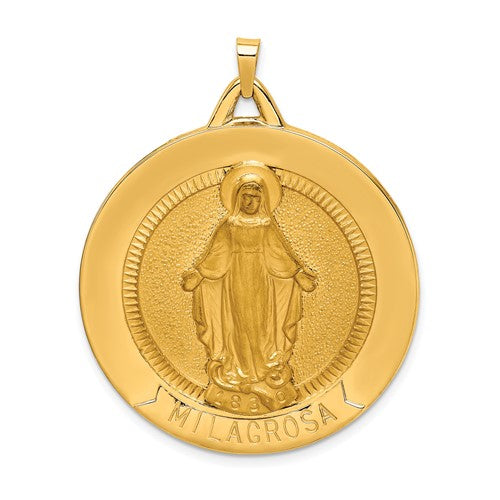 14k-solid-polished-satin-large-raised-round-milagrosa-medal-SolomonJeweler-Wichita-KS-CustomJewelry