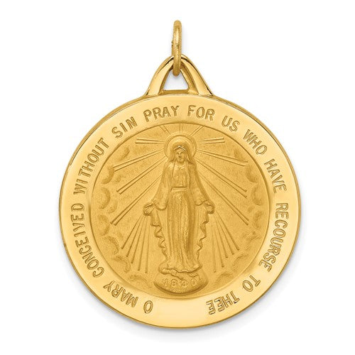 14k-solid-polished-satin-extra-large-round-miraculous-medal-SolomonJeweler-Wichita-KS-CustomJewelry