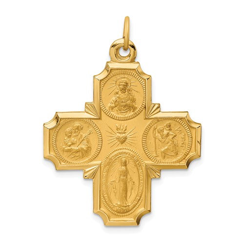 14k-solid-polished-satin-large-4-way-medal-SolomonJeweler-Wichita-KS-CustomJewelry