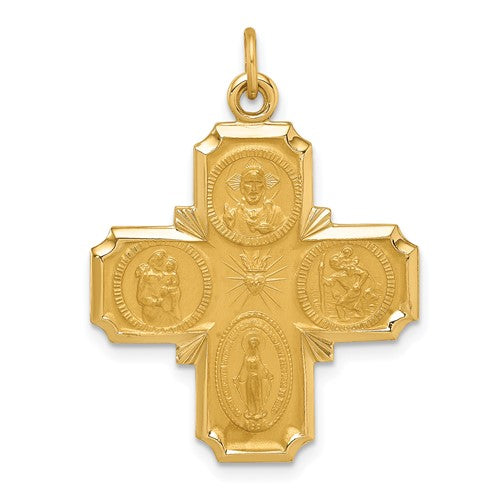 14k-solid-polished-satin-medium-4-way-medal-SolomonJeweler-Wichita-KS-CustomJewelry