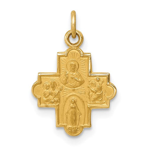 14k-solid-satin-small-4-way-medal-SolomonJeweler-Wichita-KS-CustomJewelry