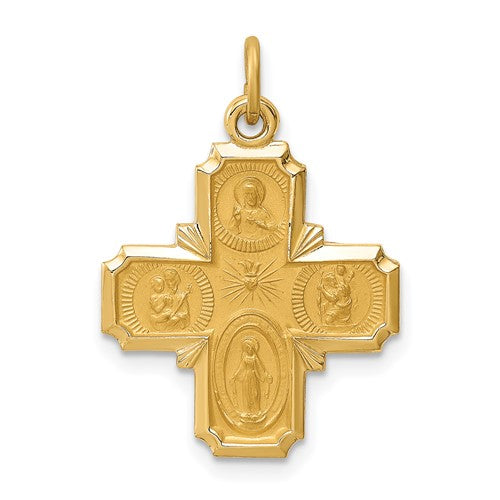 14k-solid-polished-satin-small-4-way-medal-SolomonJeweler-Wichita-KS-CustomJewelry