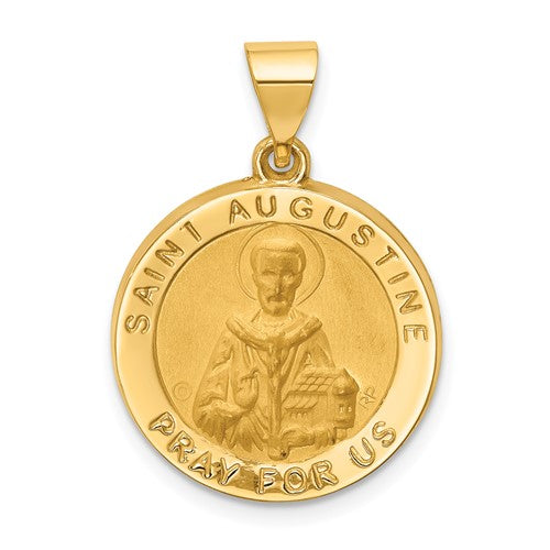 14k-hollow-polished-satin-round-st-augustine-medal-SolomonJeweler-Wichita-KS-CustomJewelry