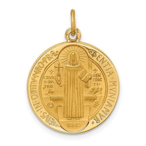 14k-solid-polished-satin-round-reversible-st-benedict-medal-SolomonJeweler-Wichita-KS-CustomJewelry