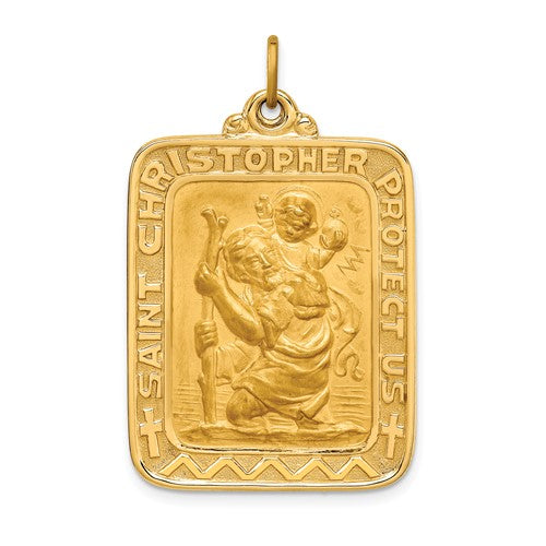 14k-solid-polished-satin-large-rectangle-st-christopher-medal-SolomonJeweler-Wichita-KS-CustomJewelry