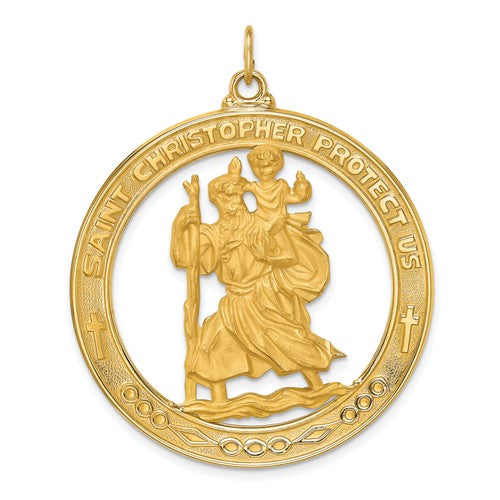 14k-solid-polished-satin-extra-large-cut-out-st-christopher-medal-SolomonJeweler-Wichita-KS-CustomJewelry