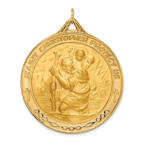 14k-solid-polished-satin-extra-large-round-st-christopher-medal-SolomonJeweler-Wichita-KS-CustomJewelry