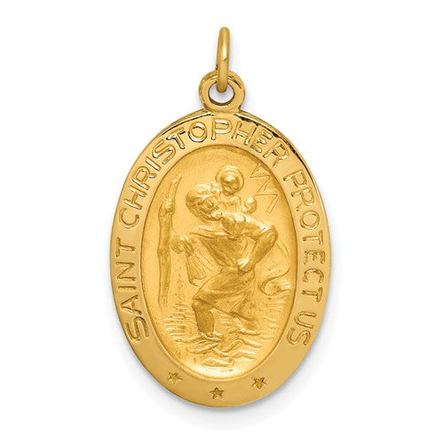 14k-solid-polished-satin-small-oval-st-christopher-medal-SolomonJeweler-Wichita-KS-CustomJewelry