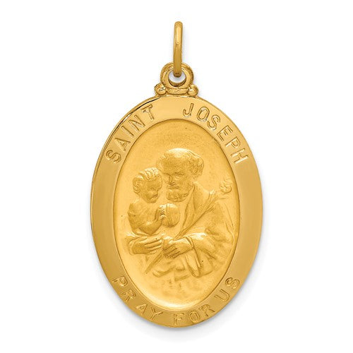 14k-solid-polished-satin-oval-st-joseph-medal-SolomonJeweler-Wichita-KS-CustomJewelry
