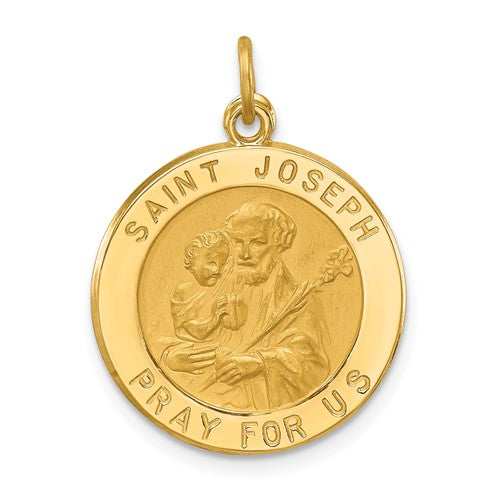 14k-solid-polished-satin-small-round-st-joseph-medal-SolomonJeweler-Wichita-KS-CustomJewelry