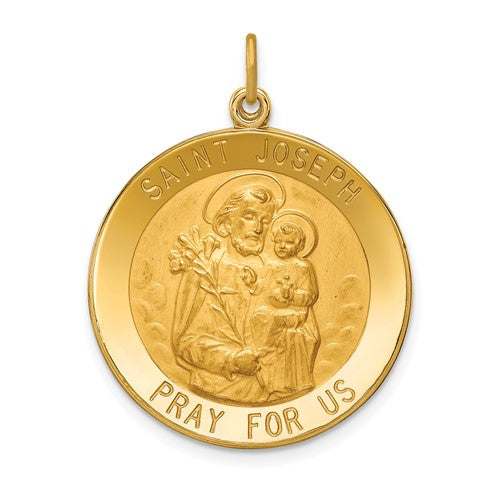 14k-solid-polished-satin-large-round-st-joseph-medal-SolomonJeweler-Wichita-KS-CustomJewelry