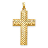 14k-hollow-polished-basketweave-design-latin-cross-SolomonJeweler-Wichita-KS-CustomJewelry