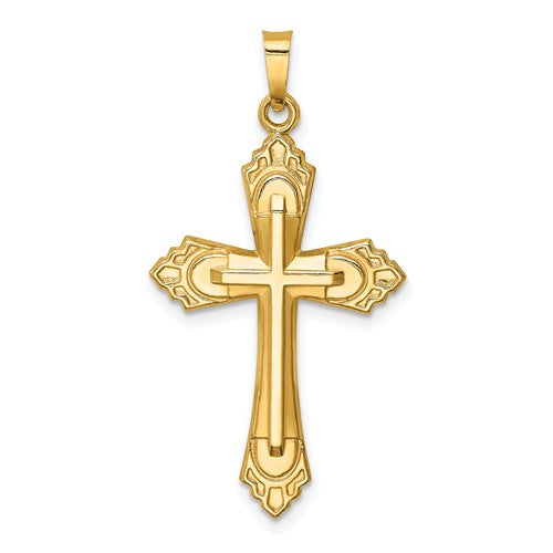 14k-hollow-polished-fleur-de-lis-cross-SolomonJeweler-Wichita-KS-CustomJewelry