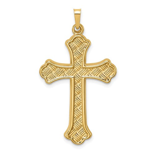 14k-hollow-polished-woven-fleur-de-lis-cross-SolomonJeweler-Wichita-KS-CustomJewelry