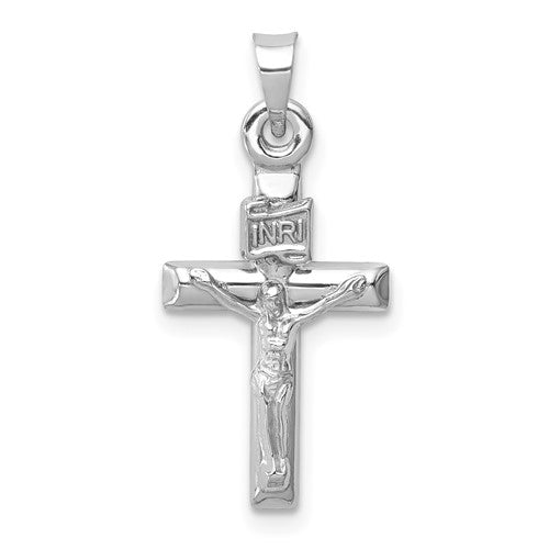 14k-white-gold-hollow-crucifix-pendant-SolomonJeweler-Wichita-KS-CustomJewelry