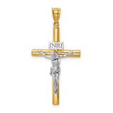 14k-two-tone-polished-inri-crucifix-cross-pendant-SolomonJeweler-Wichita-KS-CustomJewelry