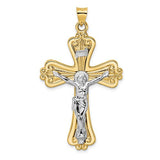 14k-two-tone-polished-solid-fancy-inri-crucifix-pendant-SolomonJeweler-Wichita-KS-CustomJewelry