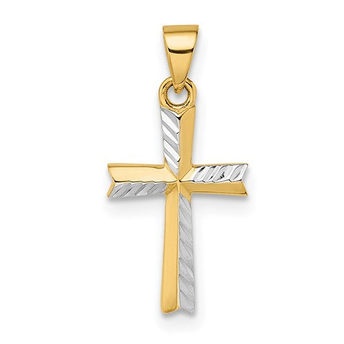 14k-w-rhodium-diamond-cut-small-latin-cross-pendant-SolomonJeweler-Wichita-KS-CustomJewelry