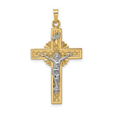 14k-two-tone-polished-solid-celtic-inri-crucifix-pendant-SolomonJeweler-Wichita-KS-CustomJewelry