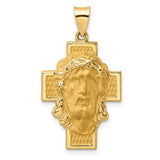 14k-polished-and-satin-hollow-jesus-face-cross-pendant-SolomonJeweler-Wichita-KS-CustomJewelry