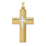 14k-two-tone-polished-hollow-woven-double-cross-pendant-SolomonJeweler-Wichita-KS-CustomJewelry