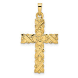 14k-polished-and-textured-solid-floral-cross-pendant-SolomonJeweler-Wichita-KS-CustomJewelry