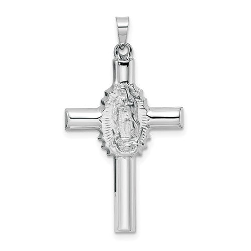 14k-white-gold-polished-and-satin-hollow-cross-pendant-SolomonJeweler-Wichita-KS-CustomJewelry