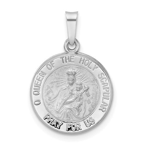 14k-white-gold-polished-and-satin-hollow-queen-of-holy-scapular-medal-SolomonJeweler-Wichita-KS-CustomJewelry
