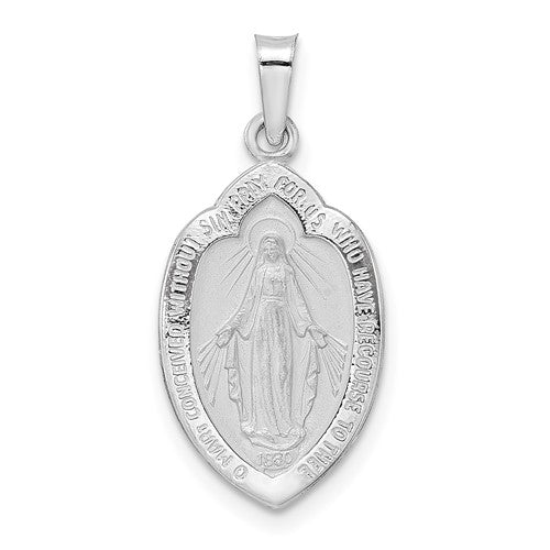 14k-white-gold-polished-and-satin-solid-miraculous-medal-pendant-SolomonJeweler-Wichita-KS-CustomJewelry