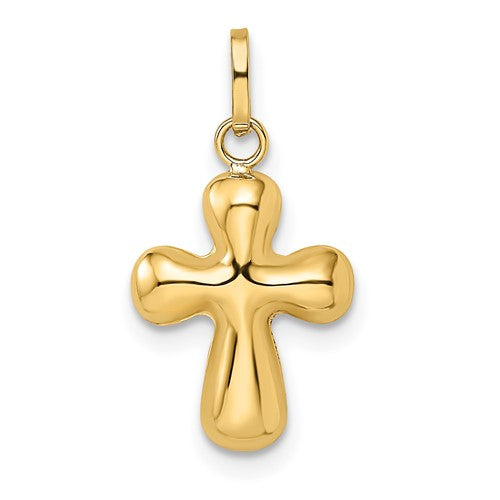 14k-polished-puffed-cross-pendant-SolomonJeweler-Wichita-KS-CustomJewelry