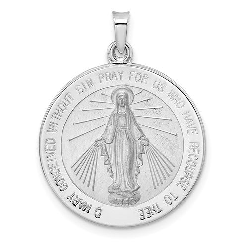 14k-white-gold-polished-miraculous-solid-medal-pendant-SolomonJeweler-Wichita-KS-CustomJewelry