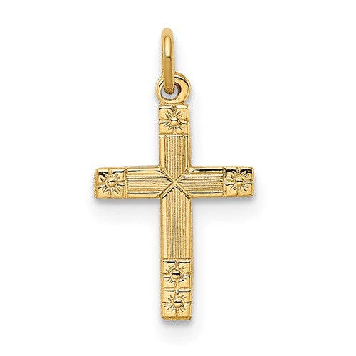 14k-polished-and-textured-solid-cross-pendant-SolomonJeweler-Wichita-KS-CustomJewelry