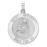 14k-white-gold-polished-st-anthony-solid-medal-pendant-SolomonJeweler-Wichita-KS-CustomJewelry