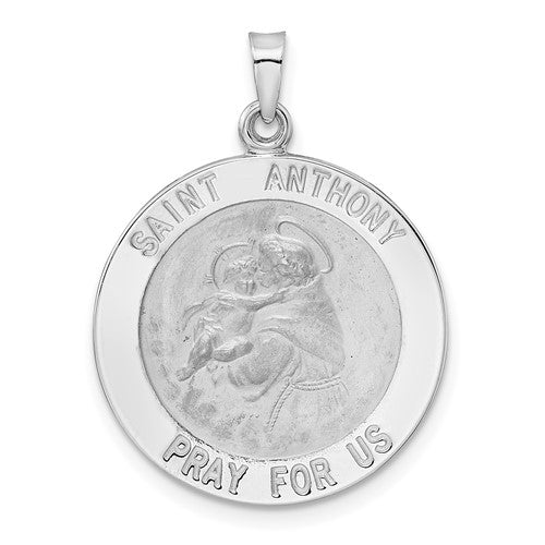 14k-white-gold-polished-st-anthony-solid-medal-pendant-SolomonJeweler-Wichita-KS-CustomJewelry