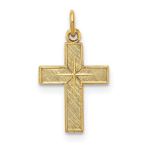 14k-polished-and-textured-solid-star-cross-pendant-SolomonJeweler-Wichita-KS-CustomJewelry
