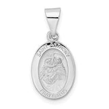 14k-white-gold-polished-and-satin-hollow-oval-st-anthony-medal-pendant-SolomonJeweler-Wichita-KS-CustomJewelry