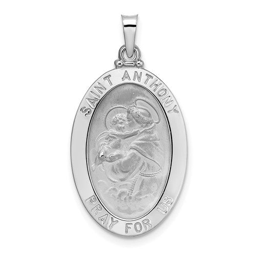 14k-white-gold-polished-solid-oval-st-anthony-medal-pendant-SolomonJeweler-Wichita-KS-CustomJewelry